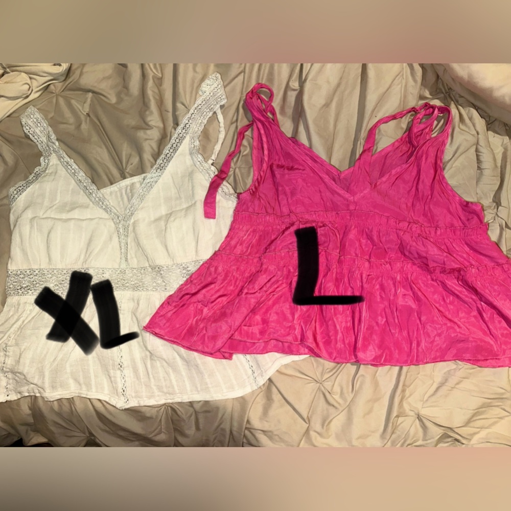 Pink and White Women's Tops